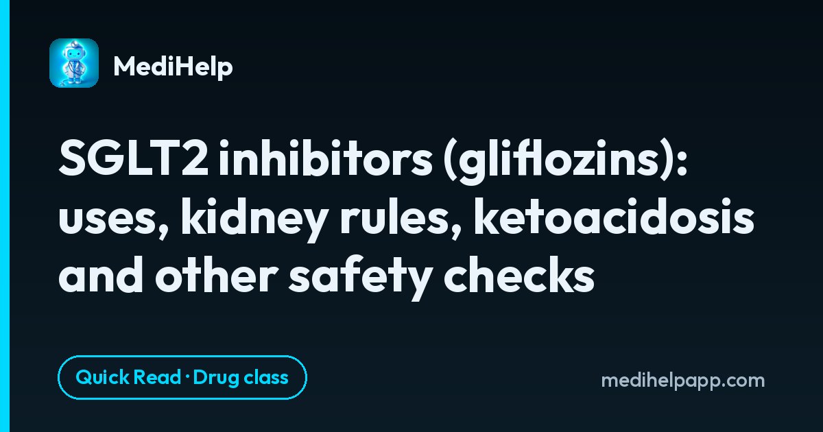 SGLT2 inhibitors (gliflozins): uses, kidney rules, ketoacidosis and other safety checks